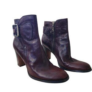 Nine West Estefani Brown Zip Side Buckle Round Toe Boots Booties 9M